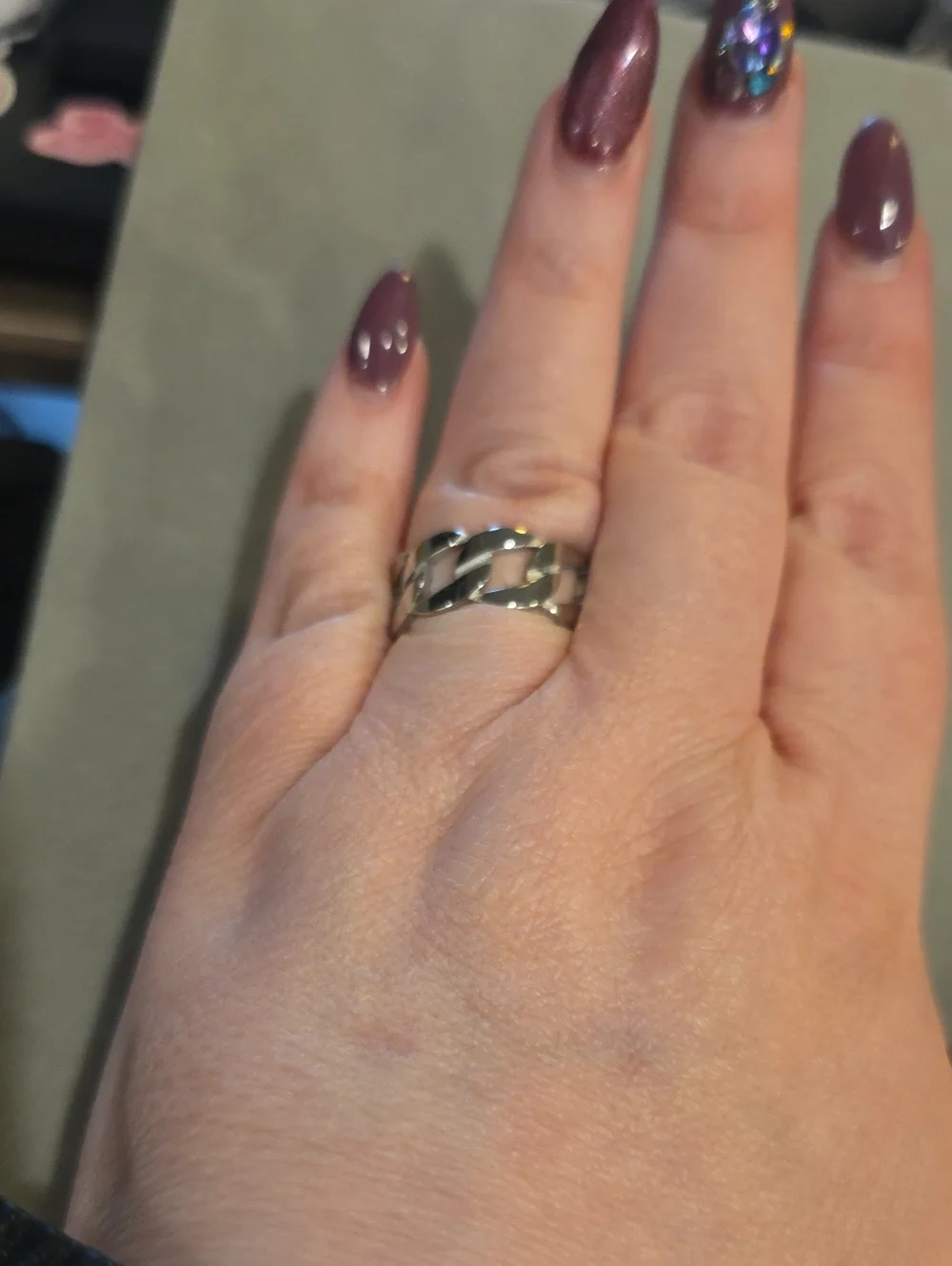 Sterling Silver Chain Link Ring - Polished Silver